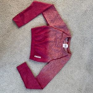 Gymshark Maroon long sleeve fitted crop top